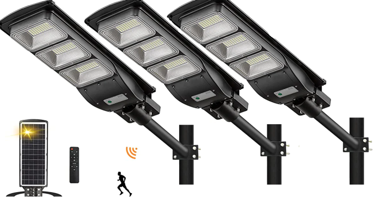 Set Triplu: 3x LAMPĂ SOLARĂ RAPTOR 900W - Iluminare Optimizată cu Suport de Montaj și Senzor de Mişcare