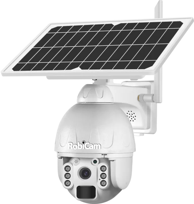 WIFI Camera supraveghere ROBICAM, ULTRA Hd, Rotativa , panou solar, difuzor dual, alba, IP67