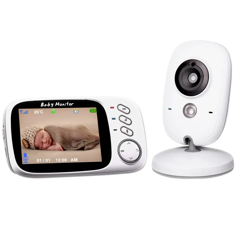Baby Monitor si Camera Audio-Video Wireless Pentru Supraveghere Bebe, "Robicam 603™", Ecran HD XXL 3.2 Inch LCD, Senzor Sunet, Mod Vedere Nocturna Infrarosu, Talk-Back, Monitorizare Temperatura