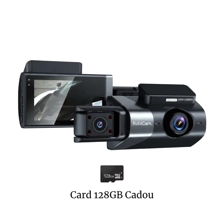 Cameră Auto DVR ROBICAM cu 3 Camere și Wi-Fi + Card 128GB CADOU