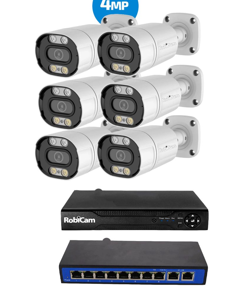 Set de camere POE Bullet 4MP, cu recorder si Poe Switch