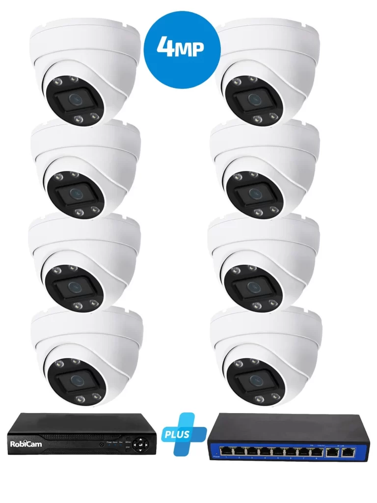 Set de camere dome POE 4MP, cu înregistrare și Poe Switch