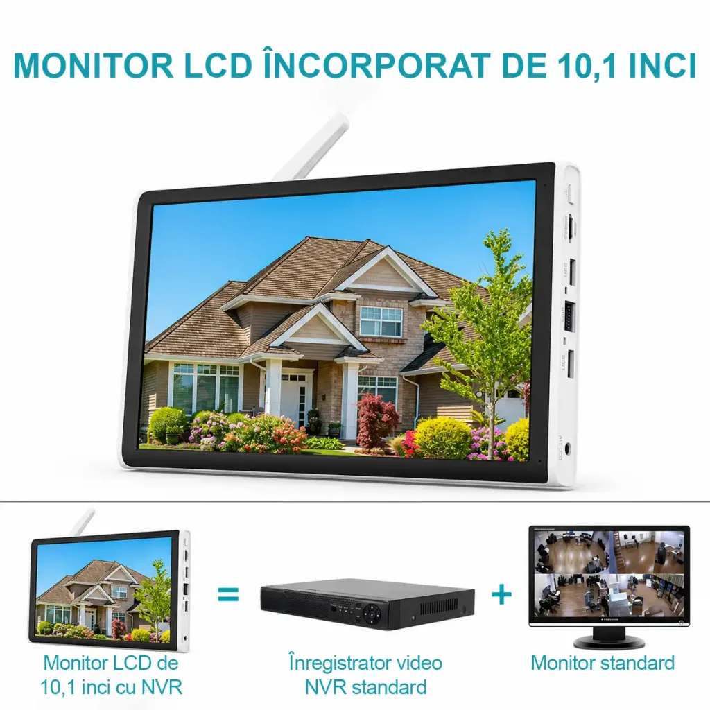 4 RobiCam WiFi cameras with 10.1″ monitor and built-in recorder