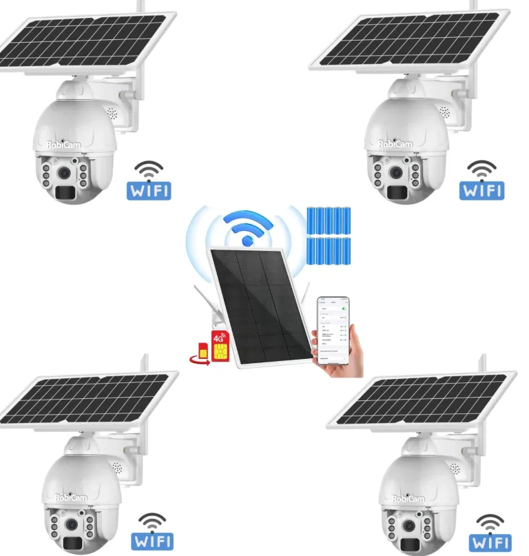 Autonomie și securitate completă: set de 4 camere solare S588 WiFi cu carcasă metalică și router solar 4G cu o capacitate uriașă a bateriei
