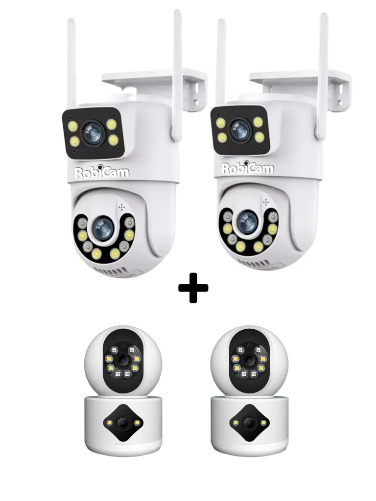 RobiCam TwinProtect 2+2 – Putere dublă pentru 8 puncte cheie, 2 camere duale externe și 2 interne