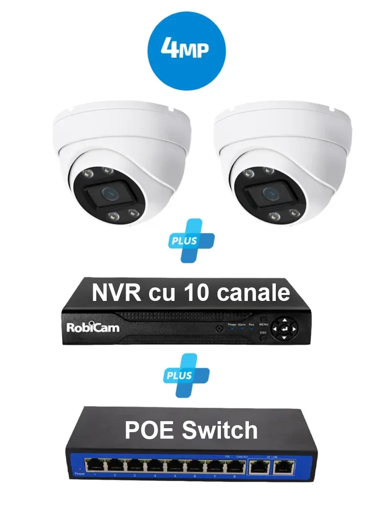 2 x POE cupol cameras 4MP, NVR, Poe Switch main 2 x POE cupol cameras 4MP, NVR, Poe Switch
