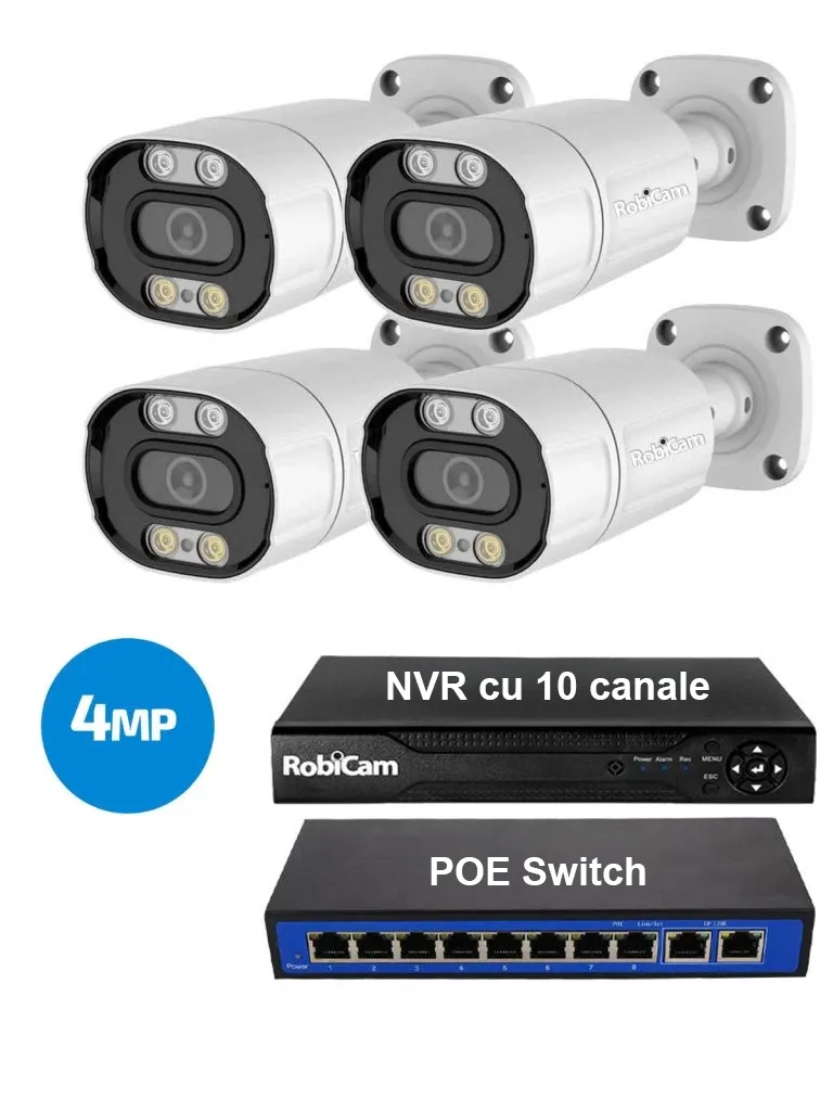 4 x bullet cameras 4MP, NVR, Poe Switch