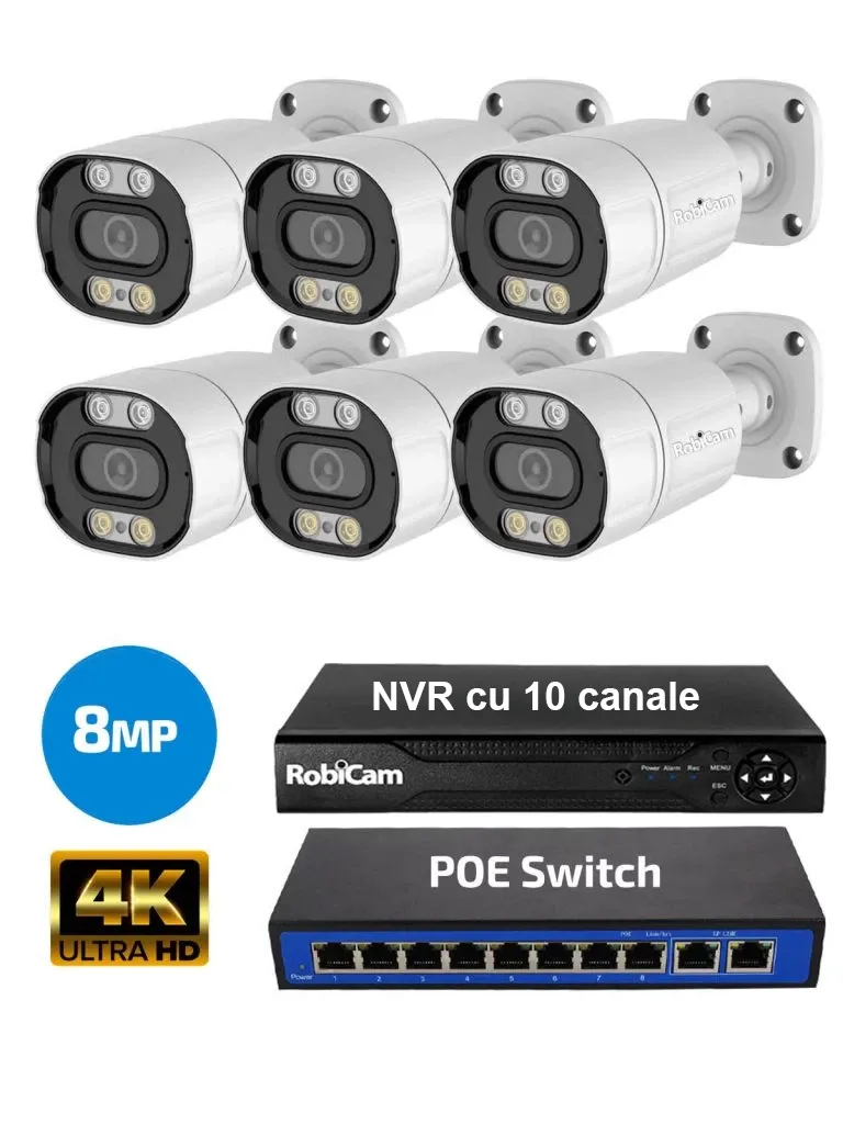 6 x POE Bullet 8MP 4K, NVR, Poe Switch