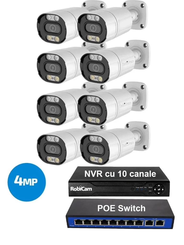 8 x bullet cameras 4MP, NVR, Poe Switch