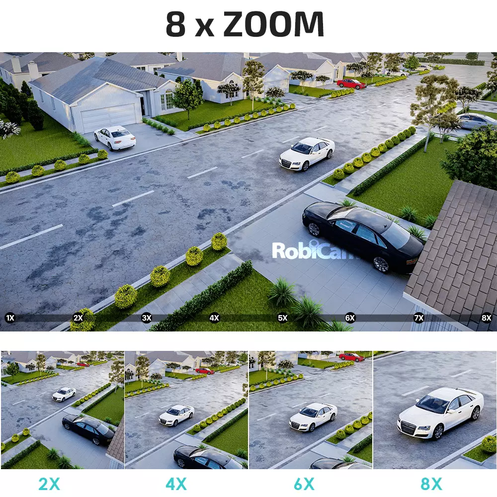 4 cameras 8X ZOOM RobiCam iCsee ULTRA HD