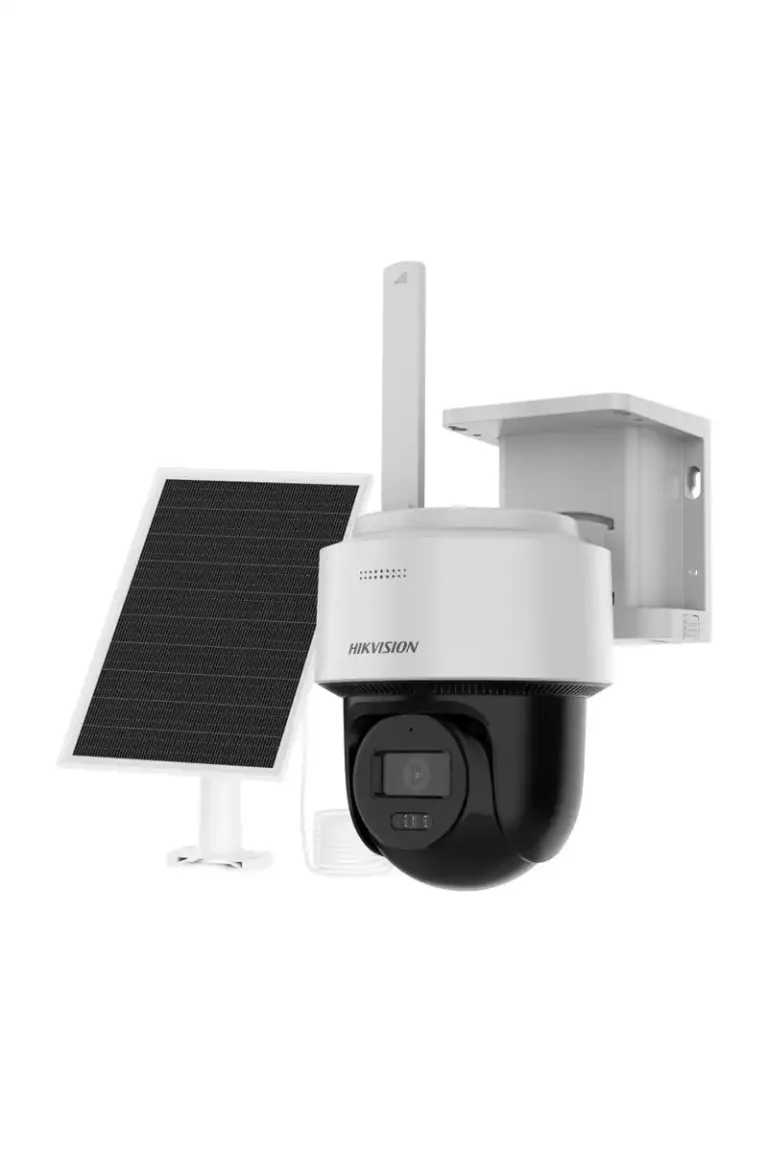 Hikvision DS-2CFSP4/4G – Cameră solară 4G PT de 4MP cu supraveghere video 24/7, urmărire inteligentă și obiectiv de 2,8 mm