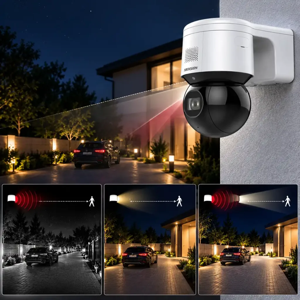 Hikvision DS-2DE3A404IWG-E/W – Cameră IP PTZ Wi-Fi/PoE de 4MP cu zoom optic 4×, DarkFighter și clasificare AI