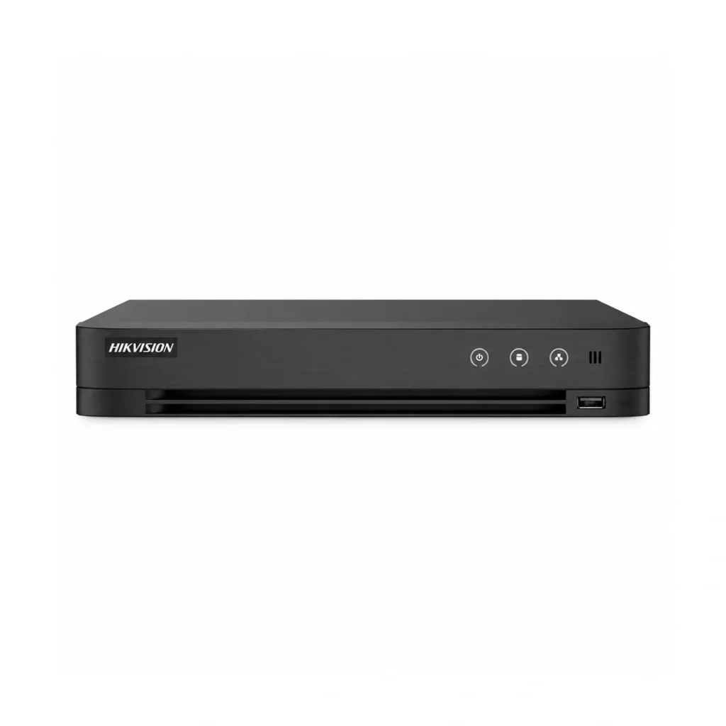 Hikvision iDS-7204HUHI-M1/XT – DVR AcuSense cu 4 canale și 8MP, cu recunoaștere facială și intrări de alarmă