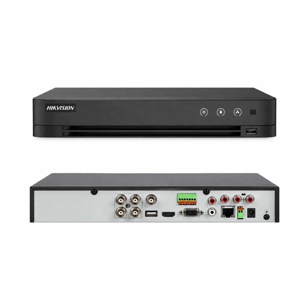 Hikvision iDS-7204HUHI-M1/XT – DVR AcuSense cu 4 canale și 8MP, cu recunoaștere facială și intrări de alarmă