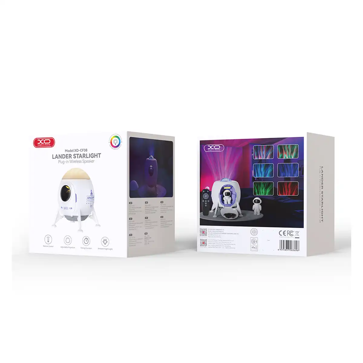 XO CF38 Lander Starlight 4 Proiector LED Galactic cu difuzor Bluetooth XO CF38 Lander Starlight – alb