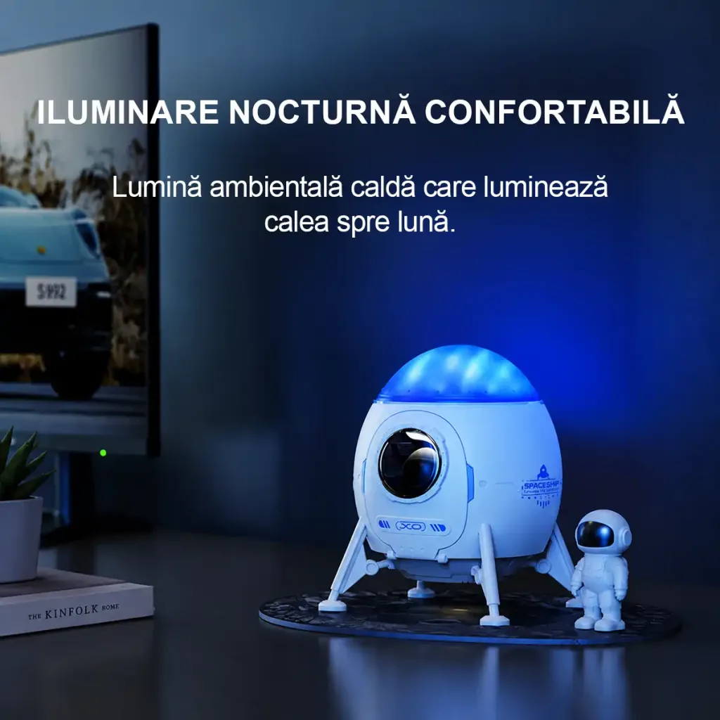 Proiector LED Galactic cu difuzor Bluetooth XO CF38 Lander Starlight – alb