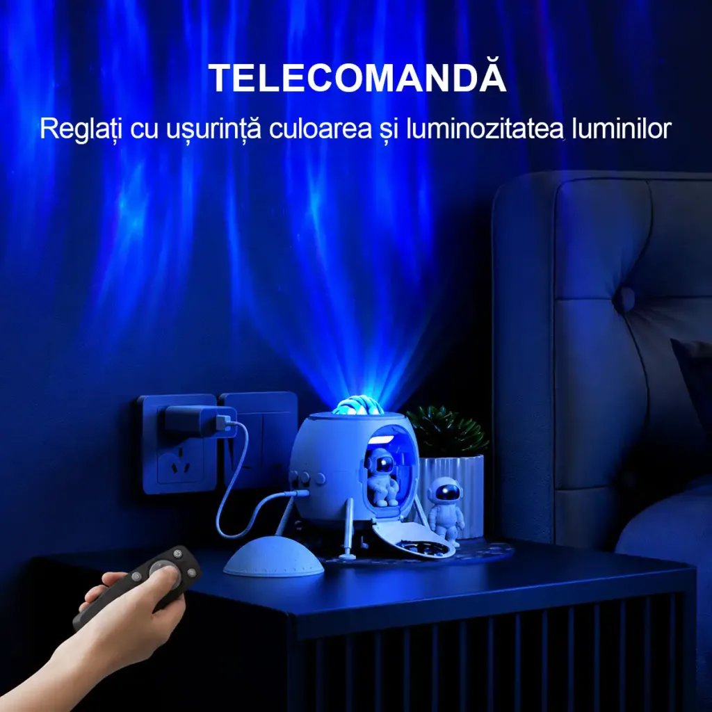 Proiector LED Galactic cu difuzor Bluetooth XO CF38 Lander Starlight – alb