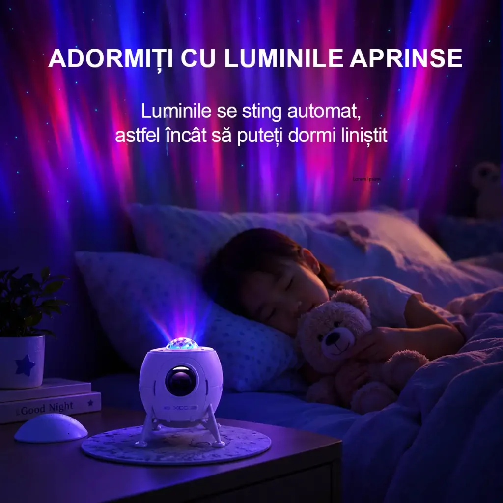 Proiector LED Galactic cu difuzor Bluetooth XO CF38 Lander Starlight – alb