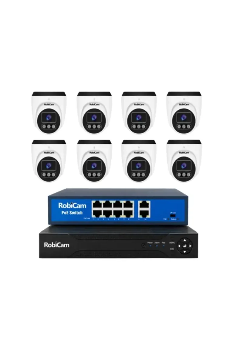 Set de 8 camere dome POE de 4MP, cu înregistrator și switch PoE