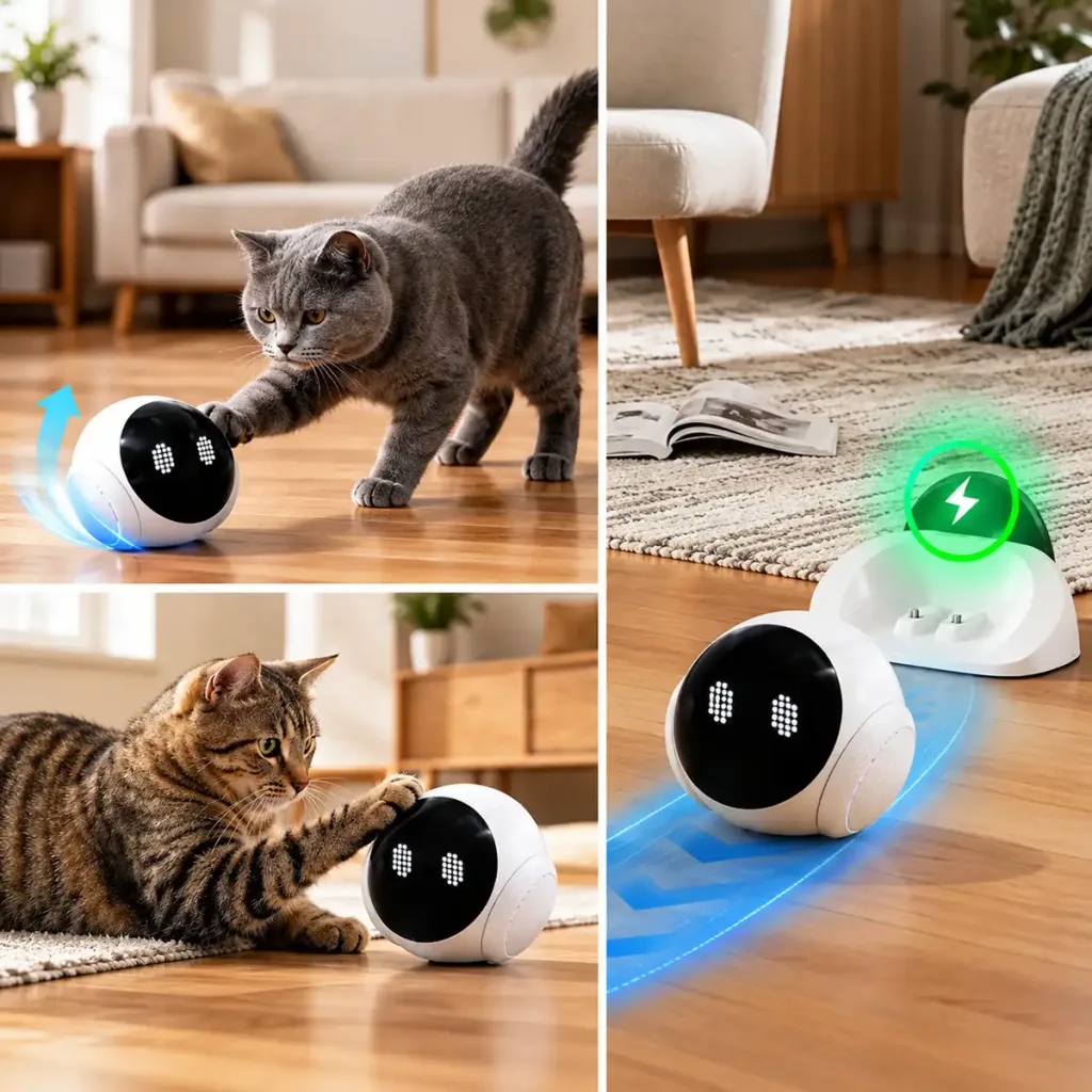 Robot mobil cu cameră Full HD pentru monitorizarea și joaca cu animalele de companie | Tuya Smart | 2600 mAh