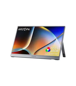 ARZOPA Z1C 16.1″ – monitor IPS Full HD portabil cu USB-C, HDMI, HDR10 și suport încorporat – Gri