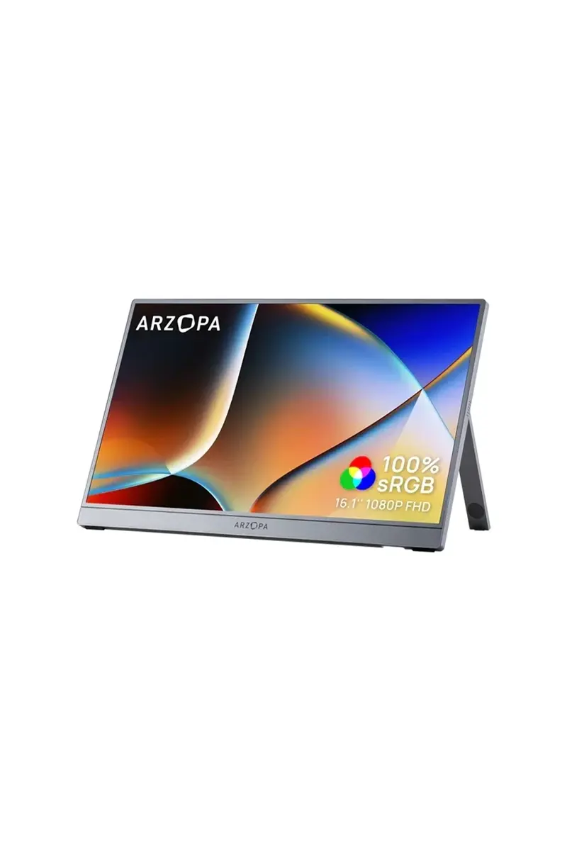 ARZOPA Z1C main ARZOPA Z1C 16.1″ – monitor IPS Full HD portabil cu USB-C, HDMI, HDR10 și suport încorporat – Gri