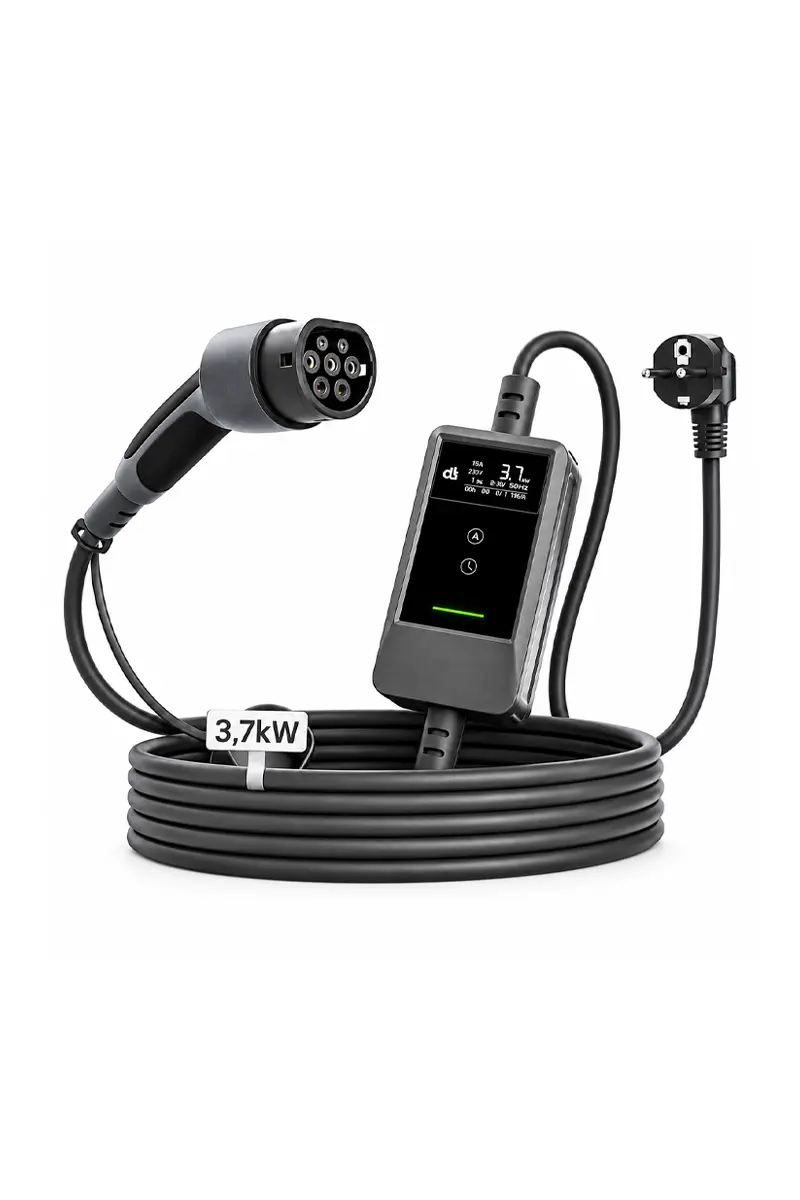 DEPOW 3.7kW main Încărcător portabil DEPOW 3,7 kW pentru vehicule electrice Tip 2, 6–16A, cablu 7 m, control prin aplicație, IP66