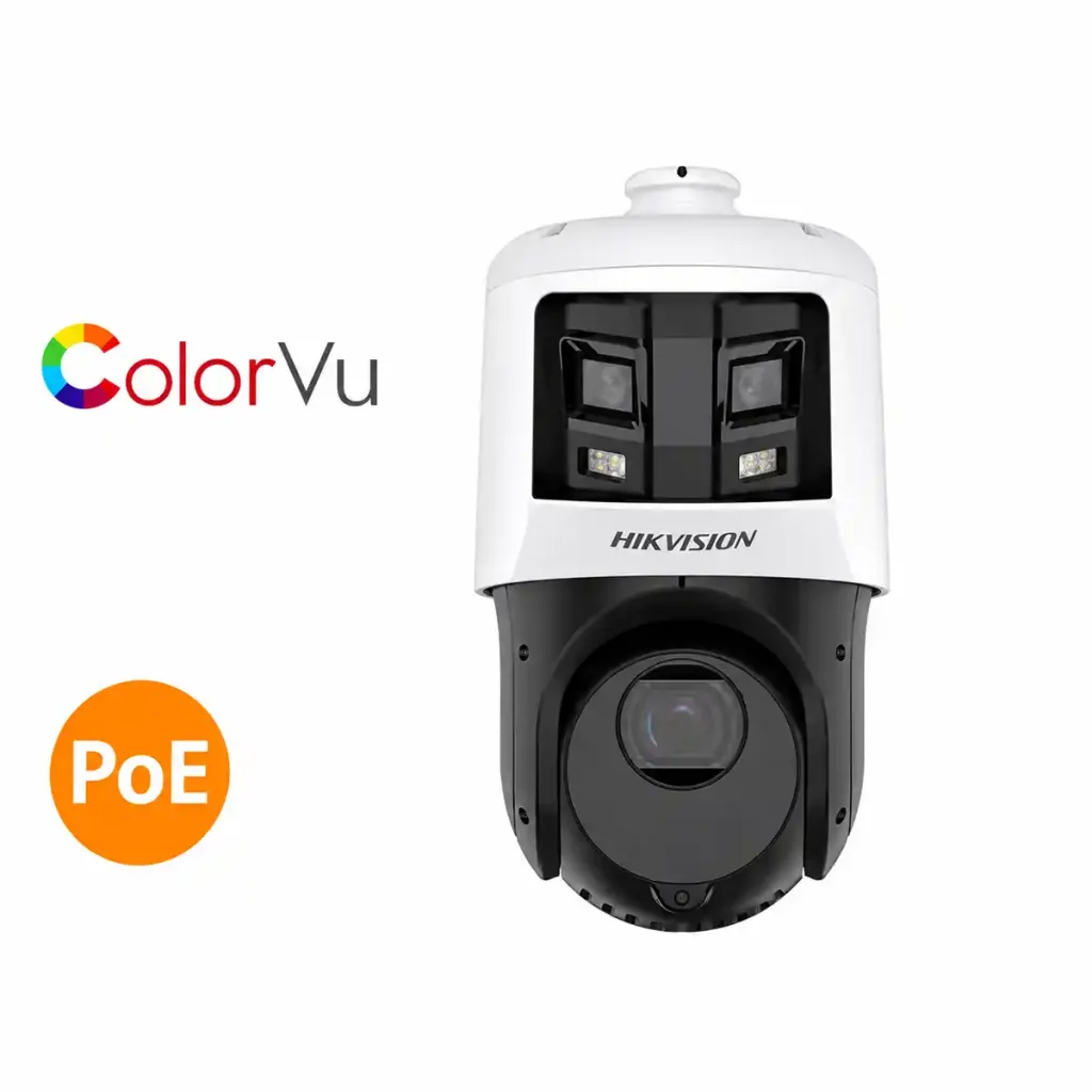 Hikvision DS-2SE4C425MWG-E/26 – Cameră IP profesională duală PTZ TandemVu 10MP (6MP+4MP), zoom optic 25x, ColorVu, DarkFighter, AcuSense AI, panoramă 180°, vedere nocturnă până la 100 m, PoE+, IP66