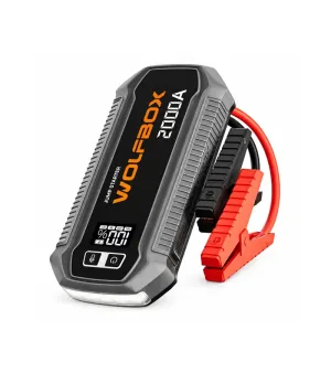 Starter de urgență WOLFBOX MegaVolt 12 2000A pentru mașini de 12V, baterie externă 30W, afișaj LCD și lanternă LED
