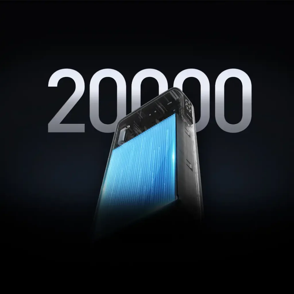 Baterie externă Xiaomi 20000mAh 67W cu cablu USB-C încorporat, afișaj, albastru
