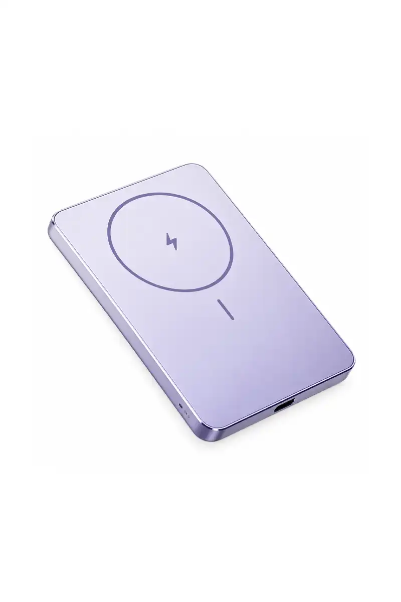Xiaomi Super Slim Magnetic Power Bank 5000 main Baterie externă magnetică Xiaomi Super Slim 5000mAh, wireless 15W, USB-C 22.5W, violet